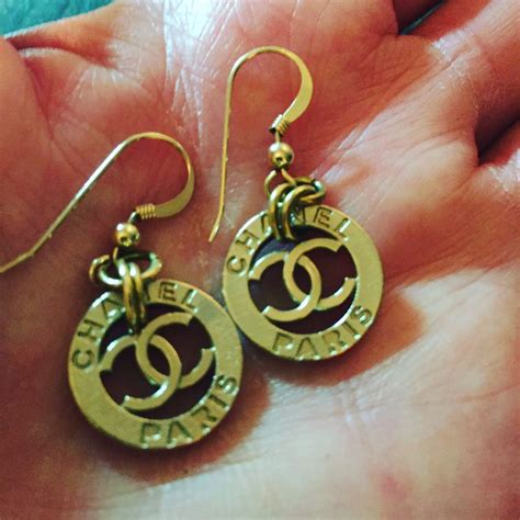 repurposed chanel button earrings|chanel earrings original.